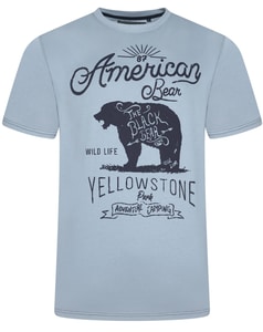 KAM American Bear Print T-Shirt Dusty Blue